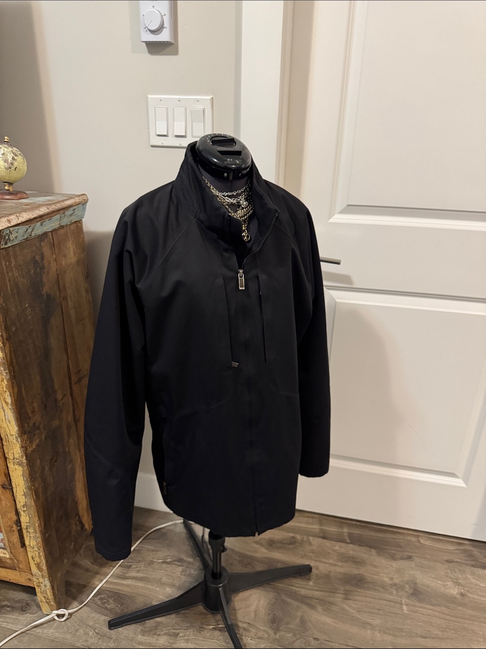 Zegna sport mens Black Windbreaker Jacket - Lightweight All-Weather - (as is)